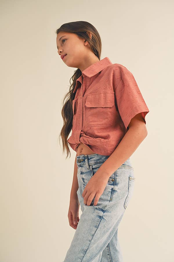 heart and arrow - KIDS DROP SHOULDER S/S BUTTONLESS TOP KT2413CN (7-14 S-L): MEDIUM / IVORY