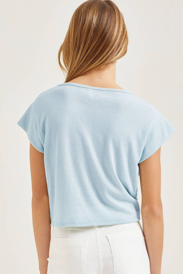 Good Girl - Cap Sleeve Crop Top: M / Teal