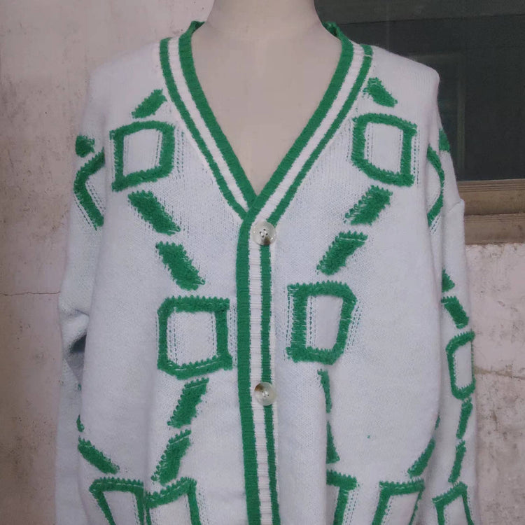 Rosa Clothing - Monogram Knitted Fashion Cardigan: Pink / M