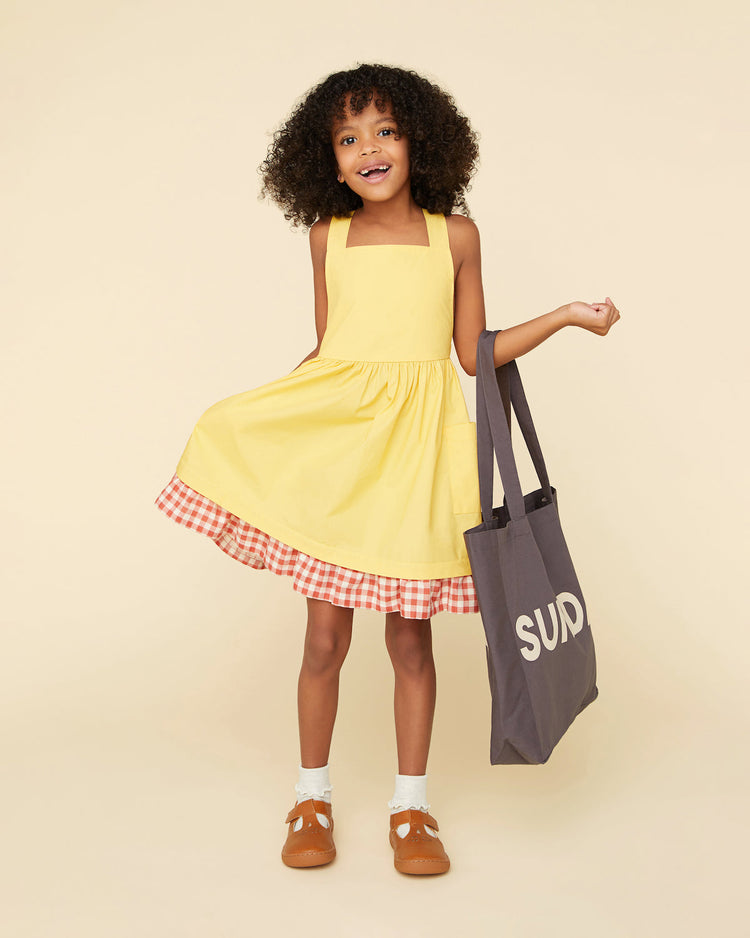 Organic Cotton Apron Dress With Straps - Somoan Sun