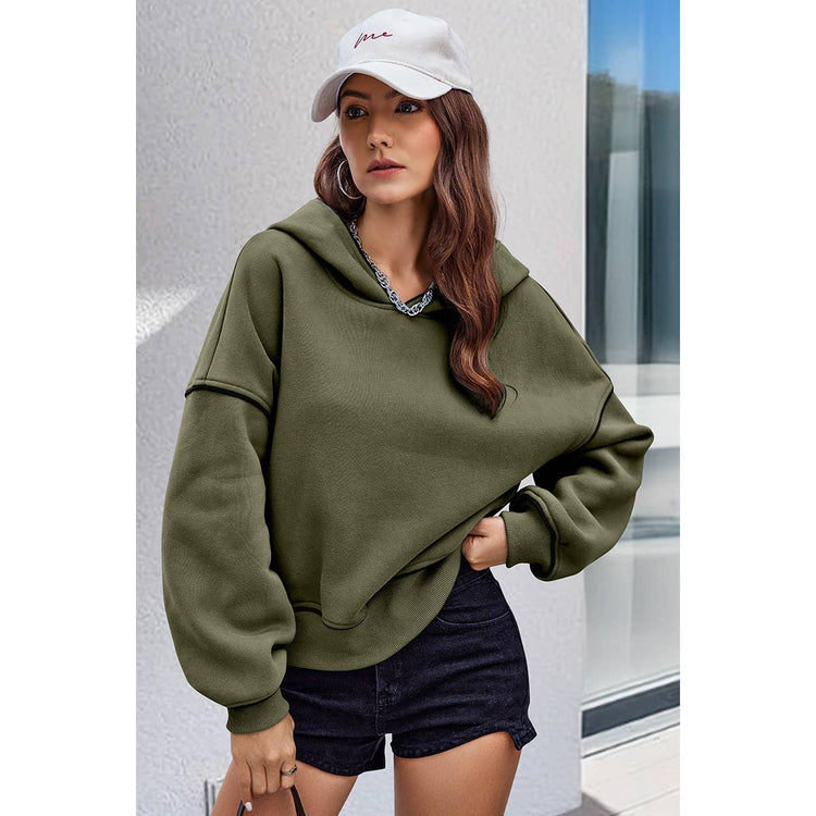Supreme Fashion - Color Block Solid Loose Fit Drop Shoulder Hoodie: PINK / M