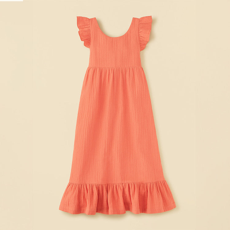 Organic Cotton Maxi Dress With Straps - Burnt Sienna