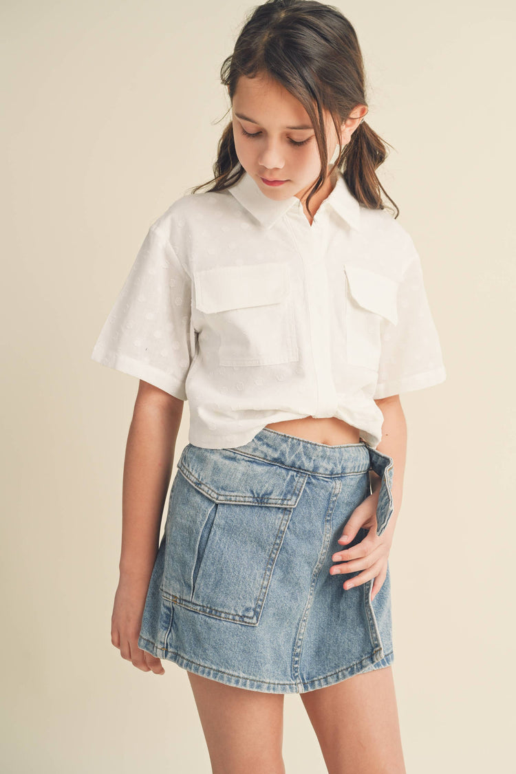 heart and arrow - KIDS DROP SHOULDER S/S BUTTONLESS TOP KT2413CN (7-14 S-L): MEDIUM / IVORY