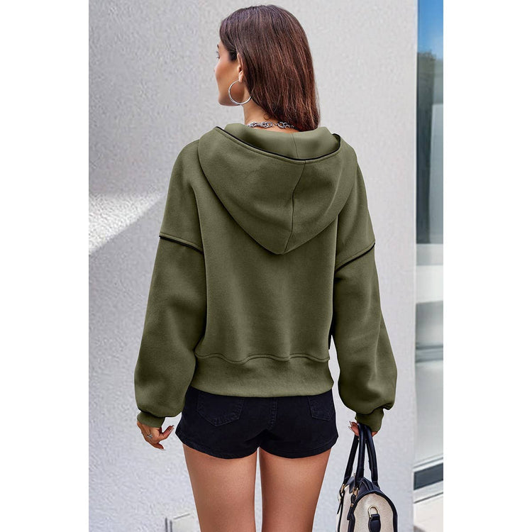 Supreme Fashion - Color Block Solid Loose Fit Drop Shoulder Hoodie: GREY BLUE / L