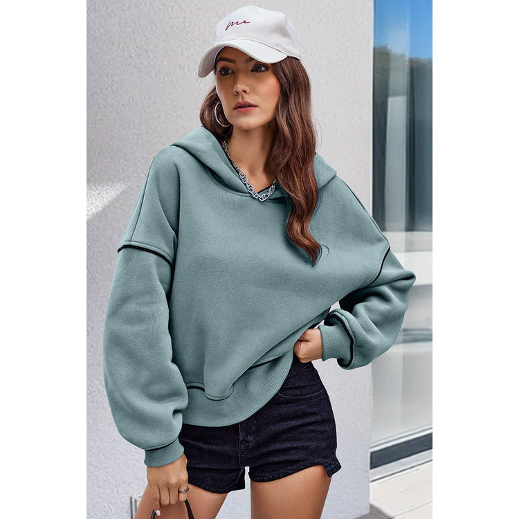 Supreme Fashion - Color Block Solid Loose Fit Drop Shoulder Hoodie: PINK / M
