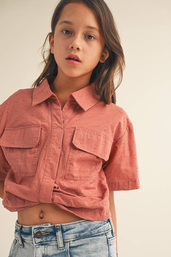 heart and arrow - KIDS DROP SHOULDER S/S BUTTONLESS TOP KT2413CN (7-14 S-L): MEDIUM / IVORY