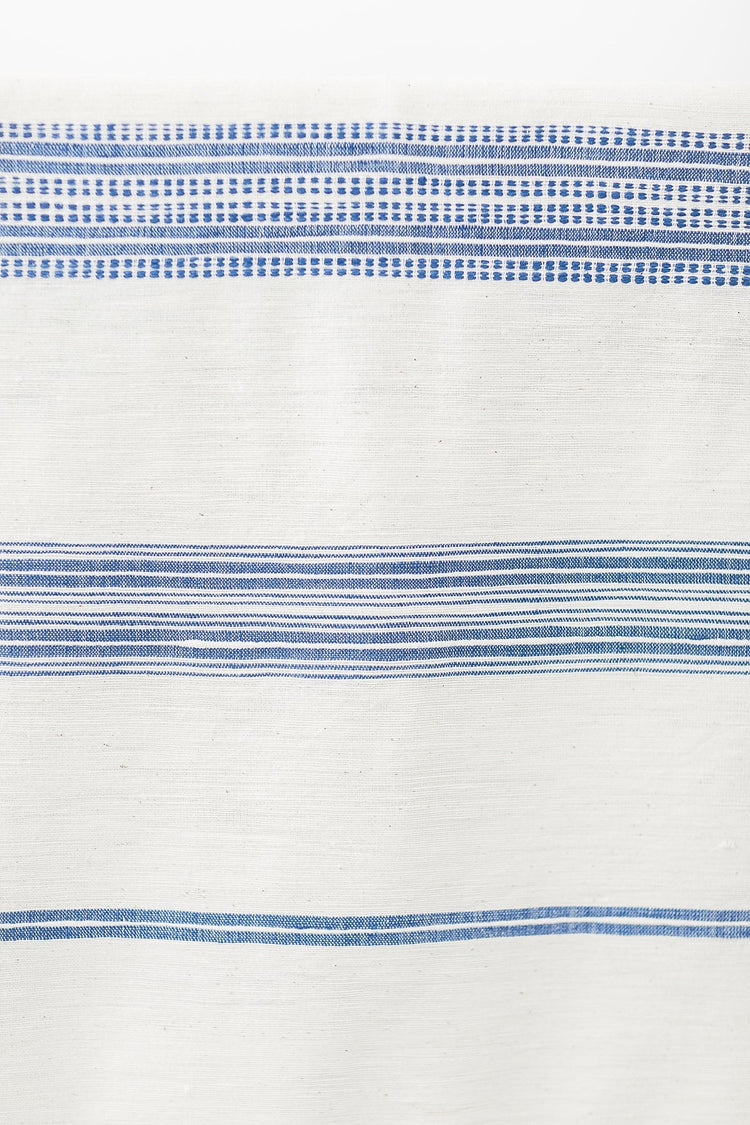 Aden Fabric Yardage - Natural with Blue