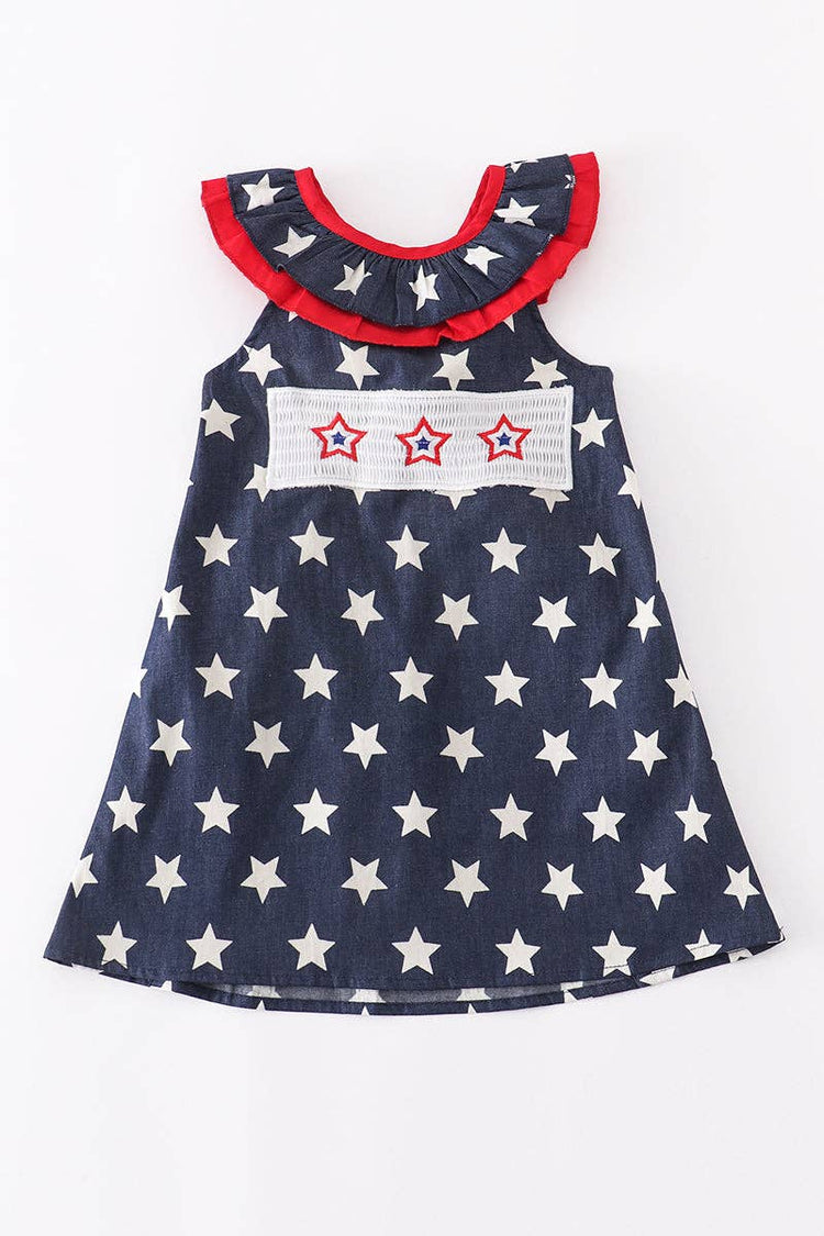 Blue star smocked dress