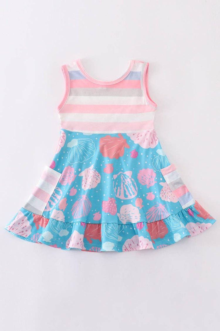 Blue seashell stripe dress
