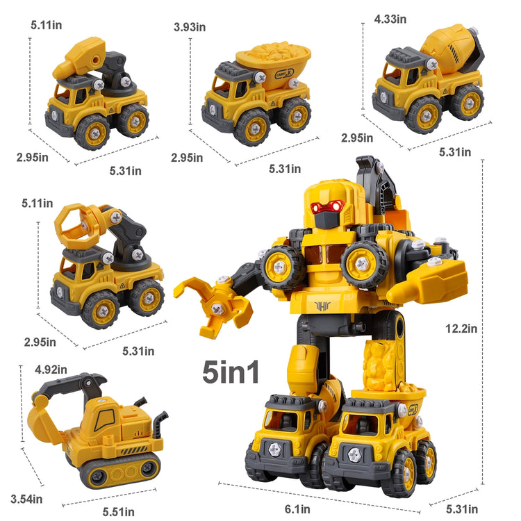 5 in 1 Construction Take Apart Robot Toys for Kids
