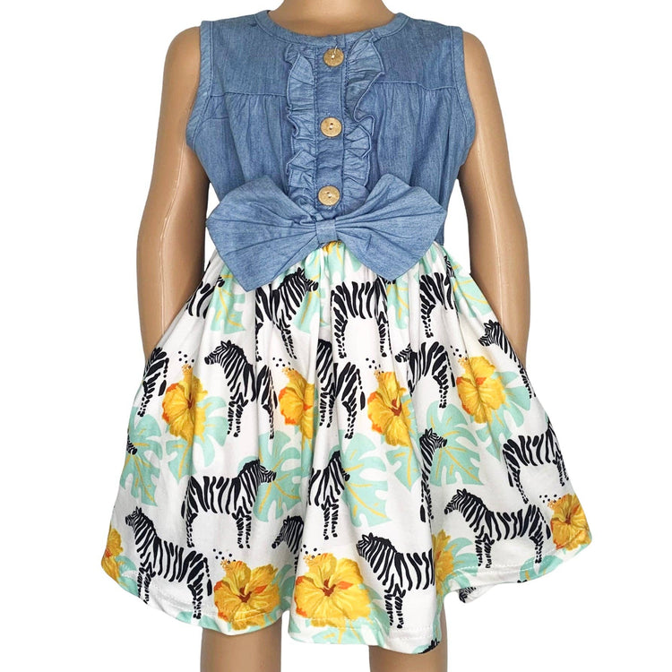 Denim Safari Zebra Dress