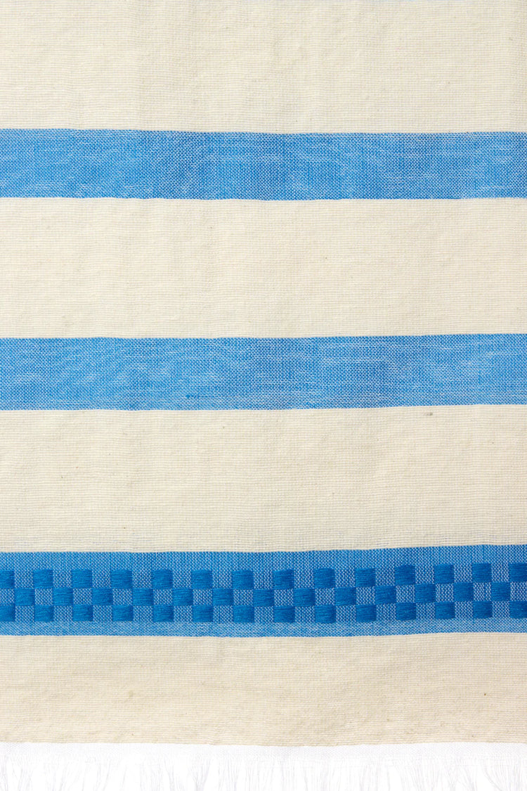 Azure Banded Ethiopian Cotton Shawl
