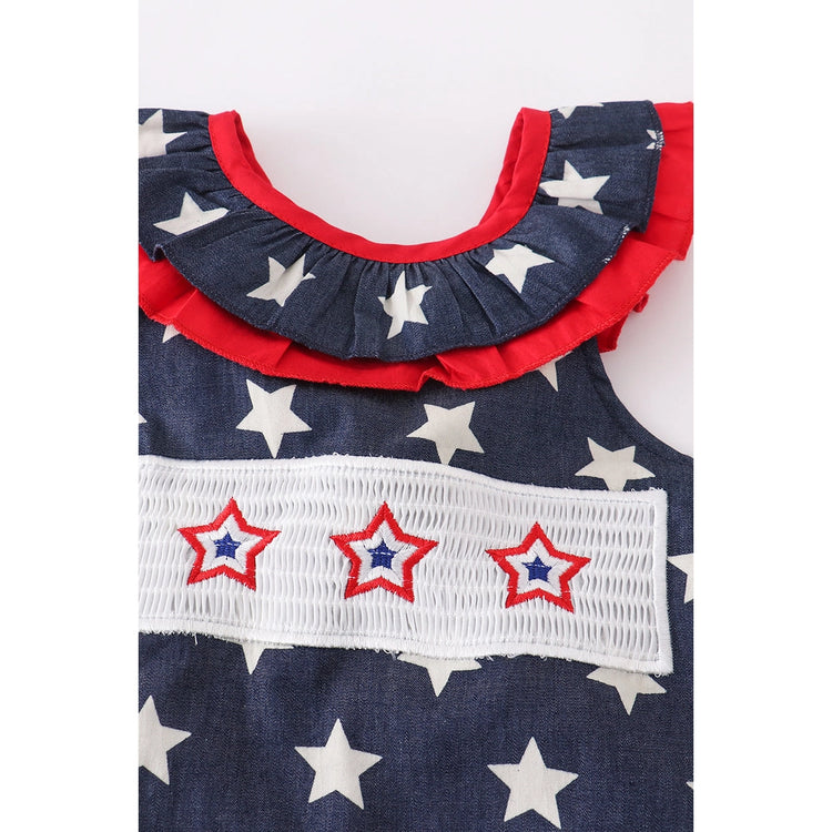 Blue star smocked dress