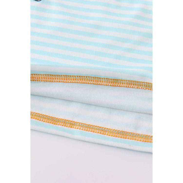 Blue stripe shark applique boy shirt