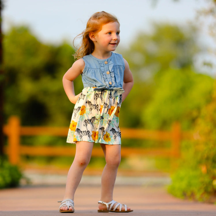 Denim Safari Zebra Dress