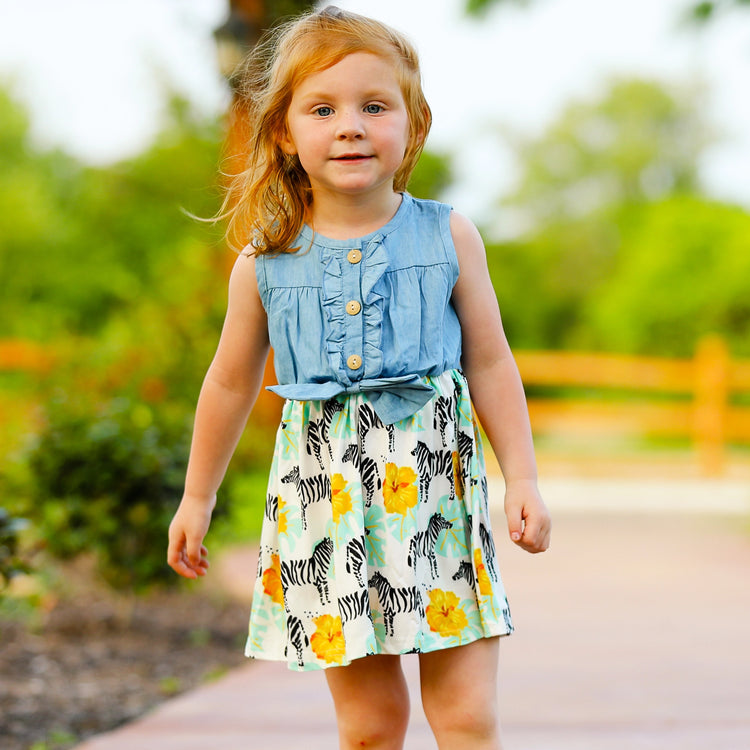 Denim Safari Zebra Dress