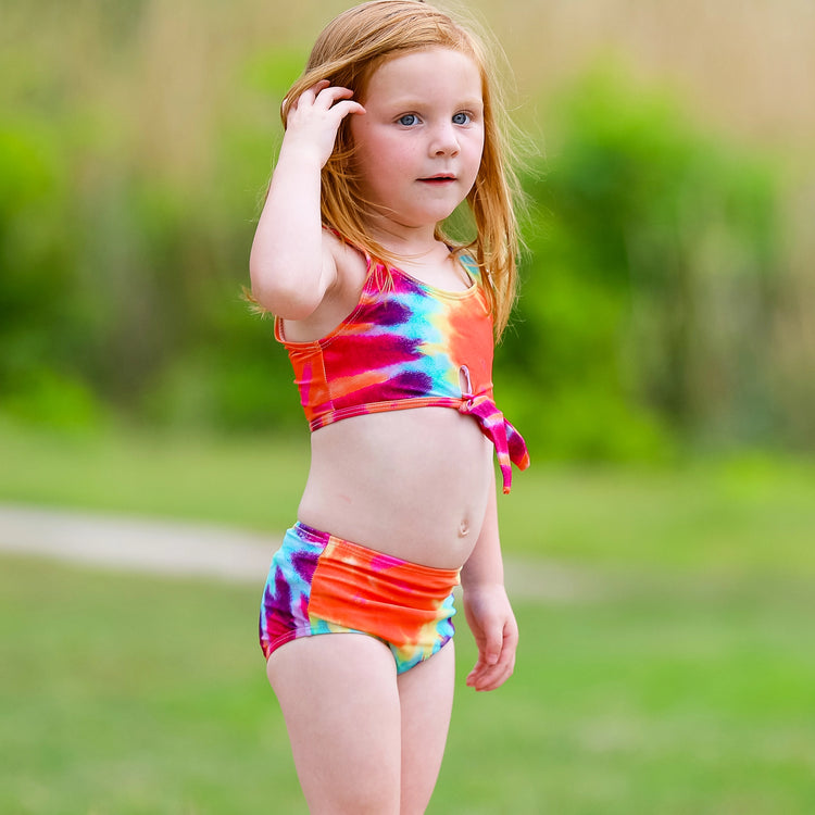 Girls 2 piece Rainbow Tie Dye Tankini Swimsuit