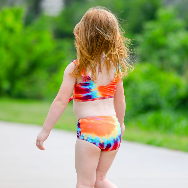 Girls 2 piece Rainbow Tie Dye Tankini Swimsuit