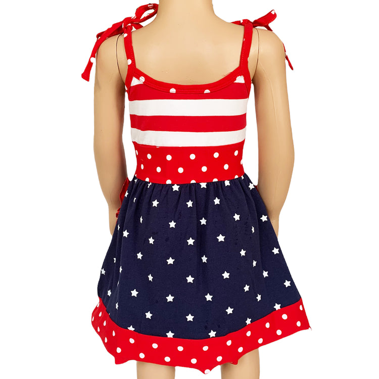 Girls 4th of July Patriotic Red White Blue Dress