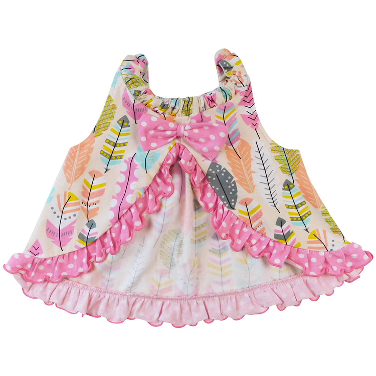 Girls Feather Swing Tank & Matching Ruffle Bottom
