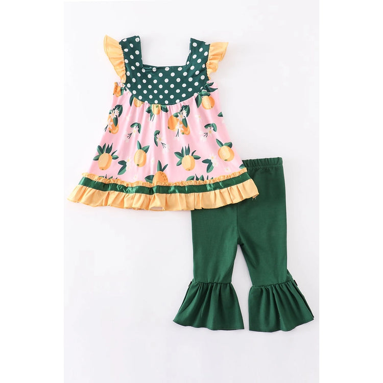 Green lemon ruffle shorts set size 5