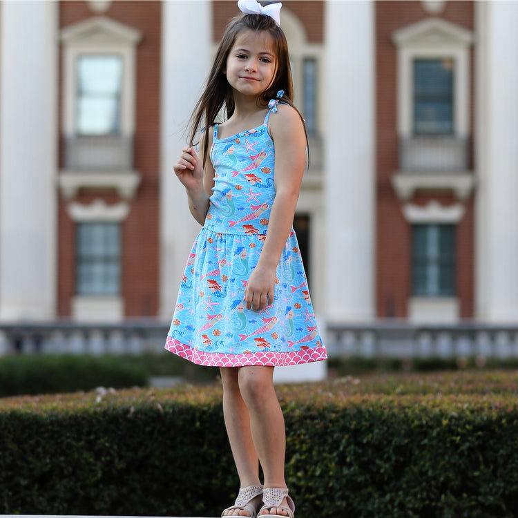 Mermaid Sea Life Aqua Dress Size 7/8