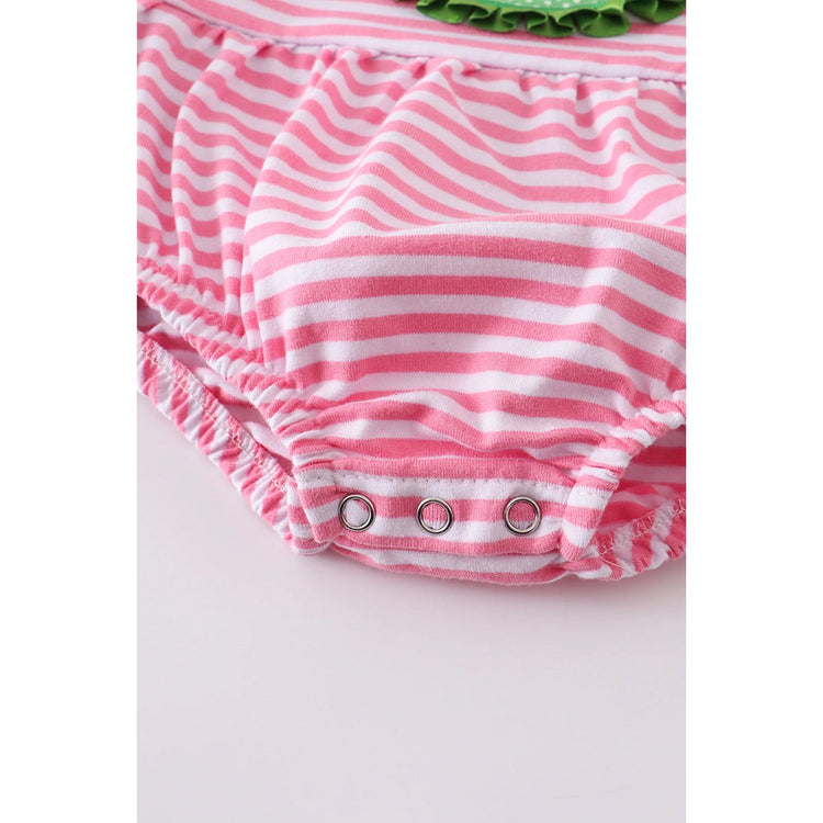 Pink Stripe watermelon ruffle baby romper 12M