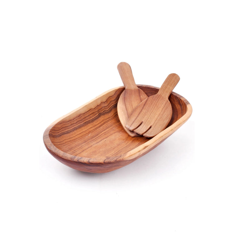 Olive Wood Oval Salad Bowl