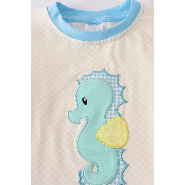 Seahorse applique boy shirt