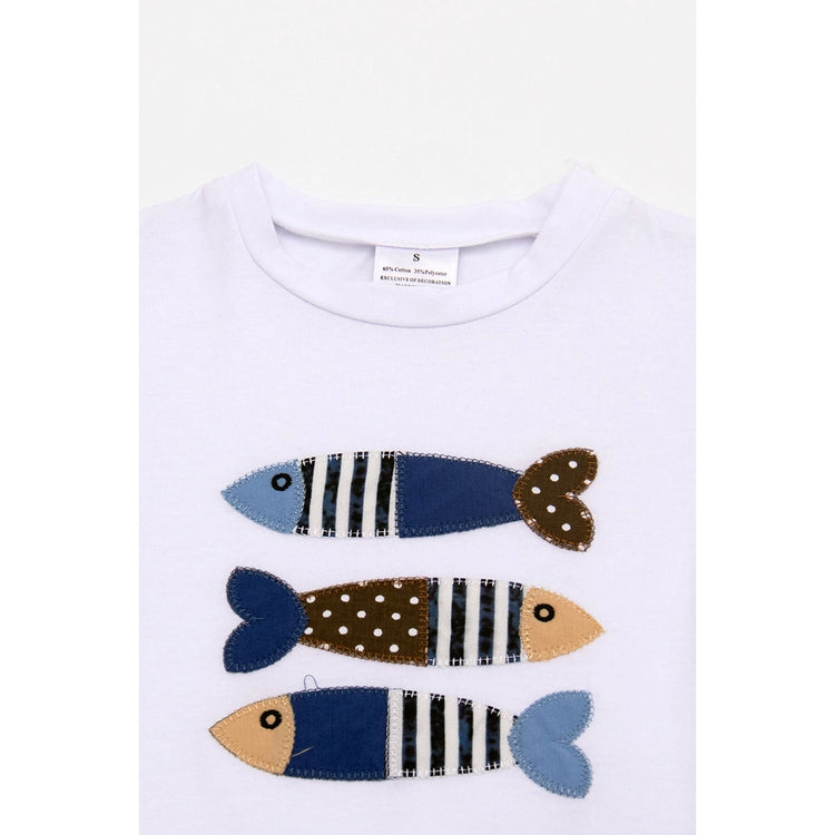 Striped fish applique boy shorts set Size 3