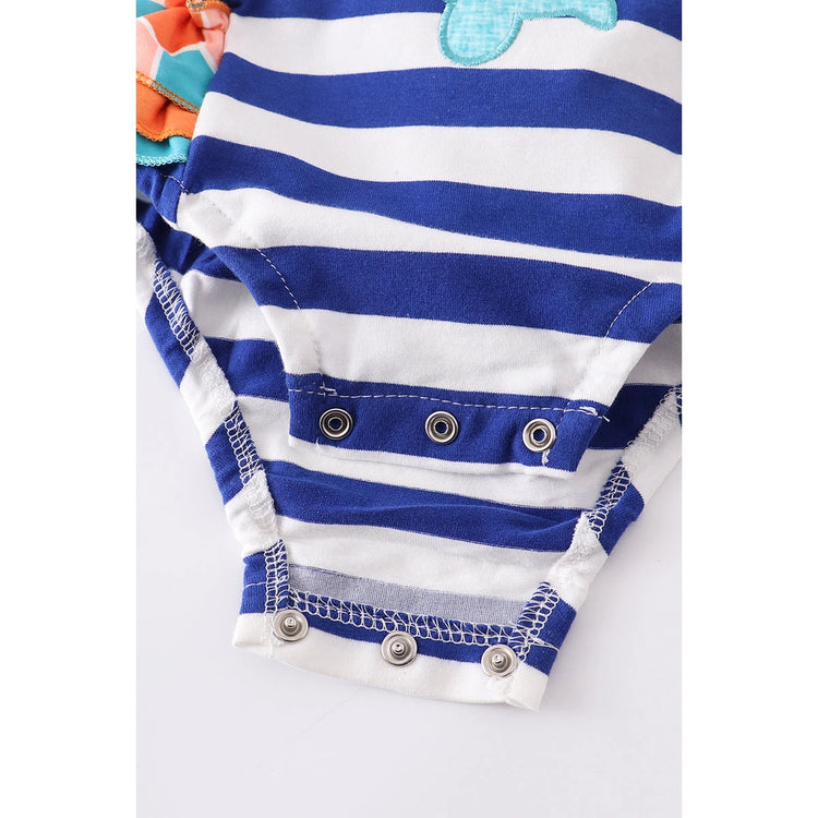 Striped turtle applique  ruffle baby bubble