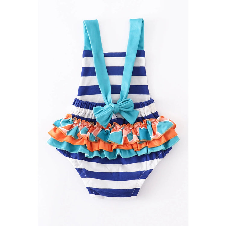 Striped turtle applique  ruffle baby bubble