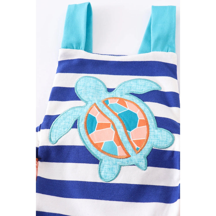 Striped turtle applique  ruffle baby bubble