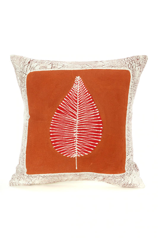 Zambian Hand Painted Luangwa Leaf Clay Pillow Cover