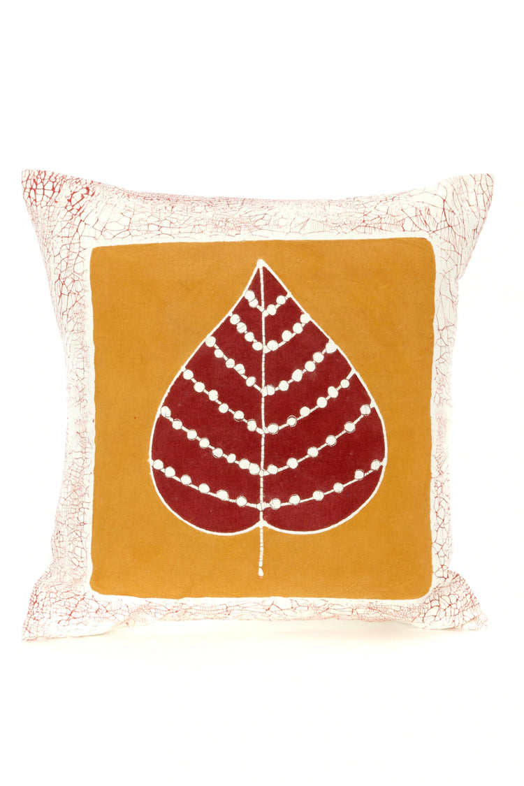 Zambian Hand Painted Luangwa Leaf Sunset Pillow Cover