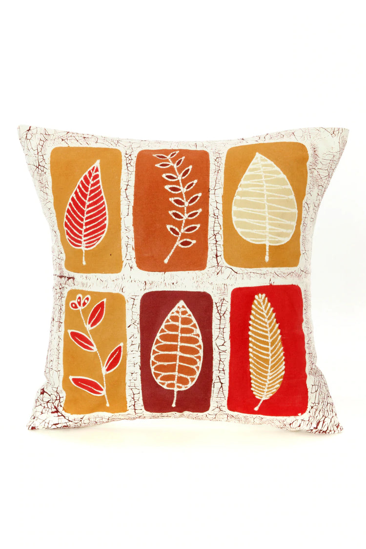 Zambian Hand Painted Lusandwa Leaves Pillow Cover