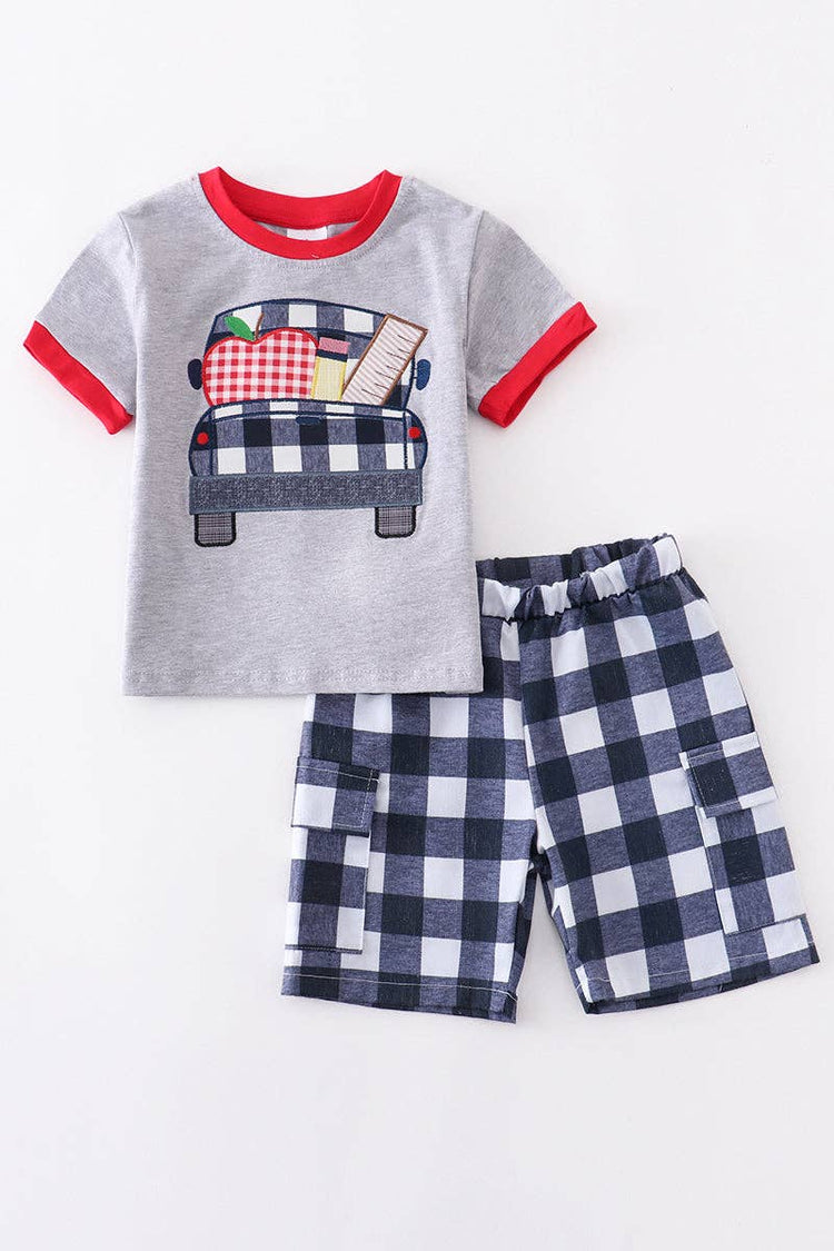 Gingham boy shorts set