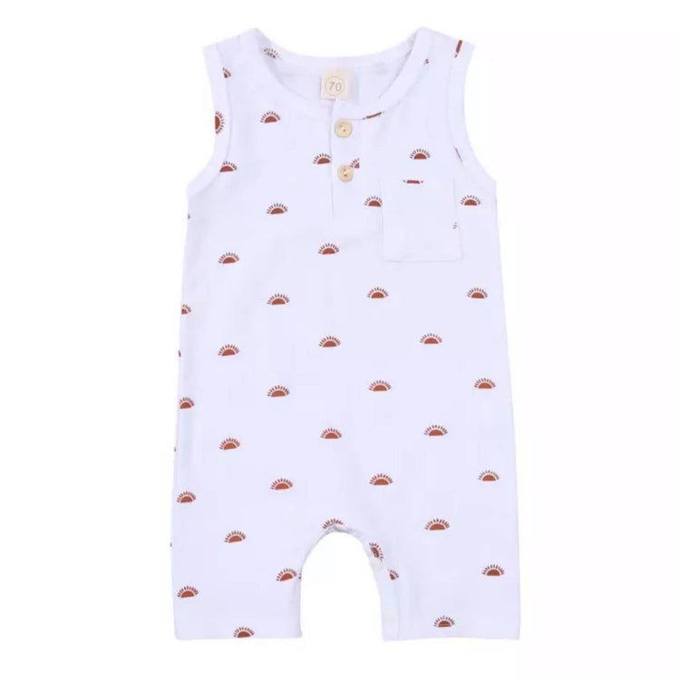 White & Terracotta Sunset Sleeveless Romper (12-18 Months)