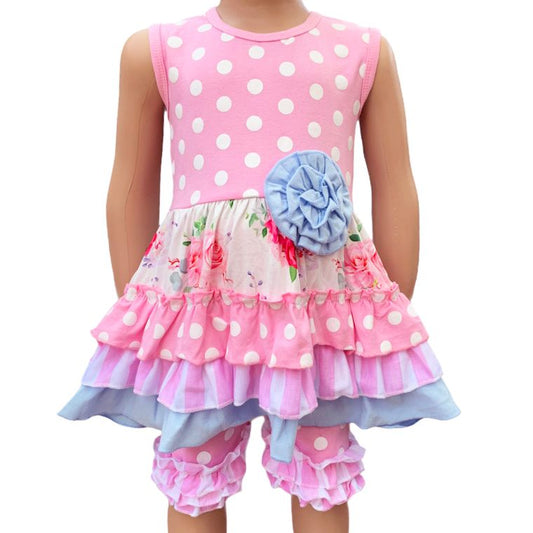 Girls Pastel Polka Dot Easter Bunny Outfit