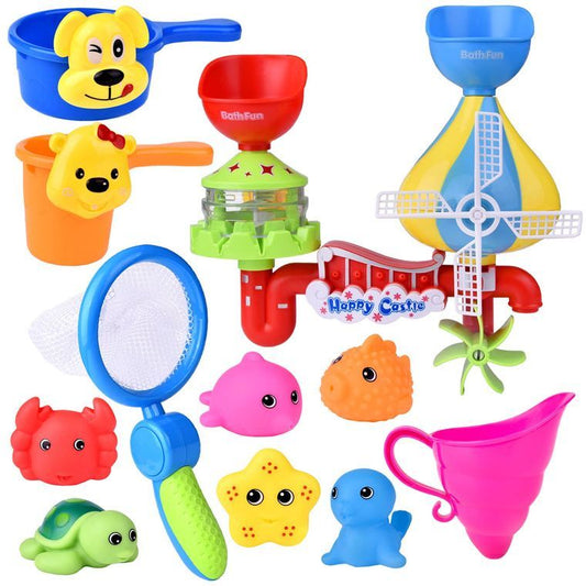 12pcs Toddler Bath Toys Sea Animals Water Toys Stackable Cup