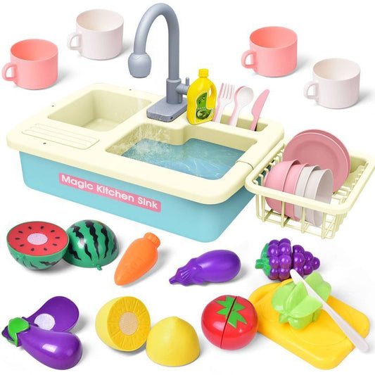 15.7" (31 PCs) Pretend Play Sink Toys Include Play Food