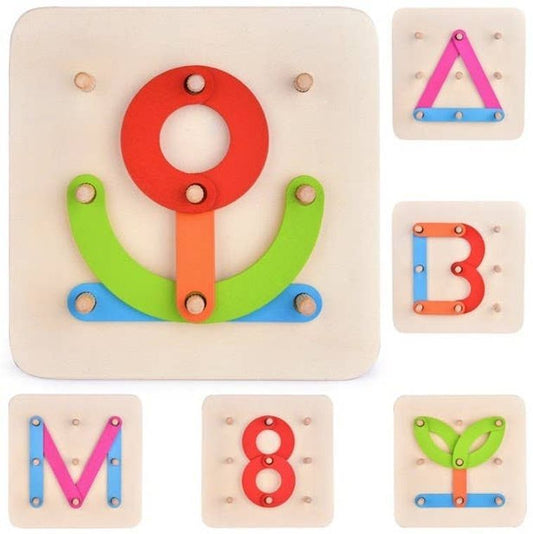 27 PCs Preschool Learning Toys Stacking Blocks Wooden Letter