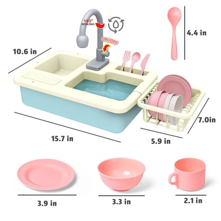 15.7" (31 PCs) Pretend Play Sink Toys Include Play Food