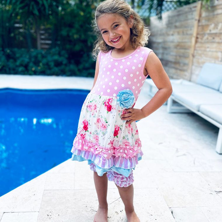 Girls Pastel Polka Dot Easter Bunny Outfit