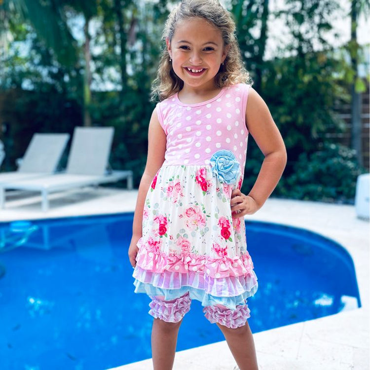 Girls Pastel Polka Dot Easter Bunny Outfit