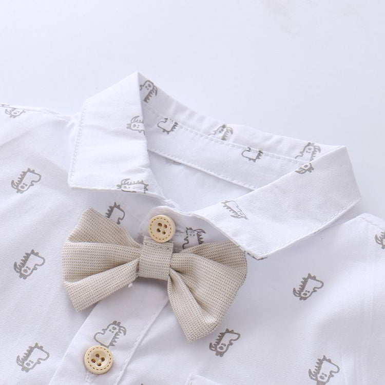 Suspender Shorts and Short Sleeve Bodysuit, Bowtie