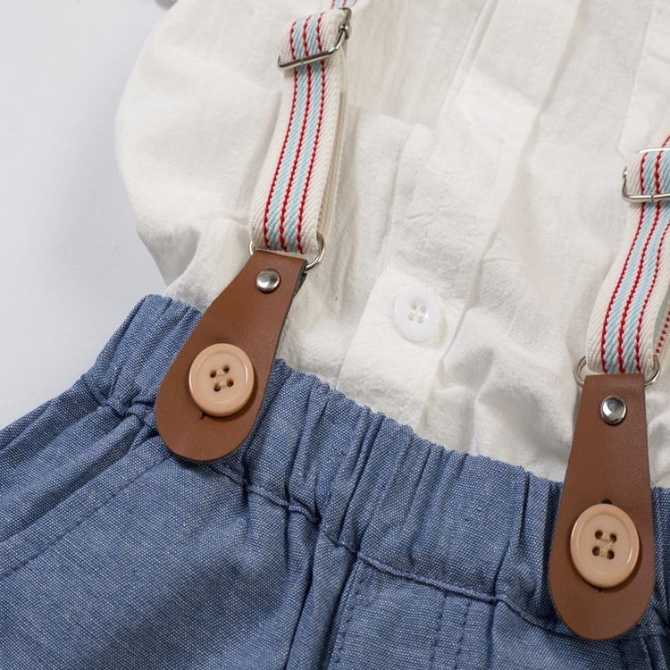 Boys Infant Summer Jumpsuit Bib Two Piece Set