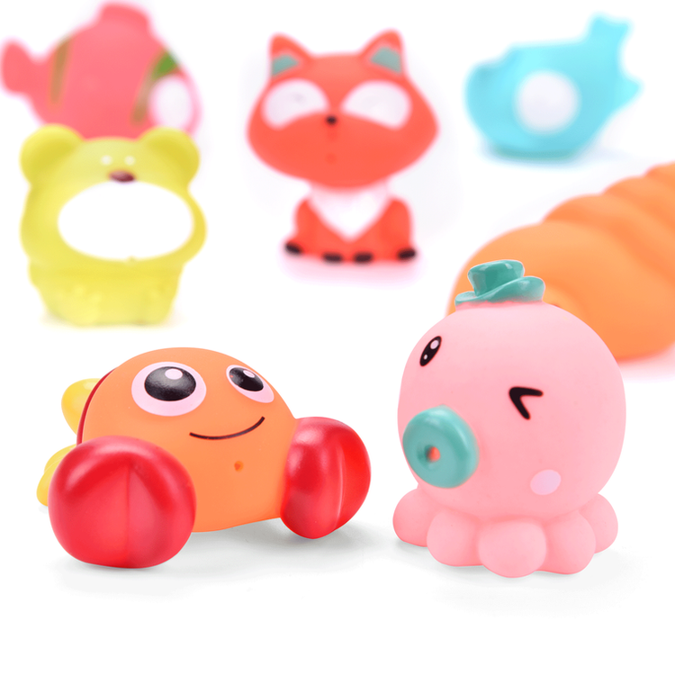18 PCs Baby Bath Toys with Soft Cute Ocean Animals Squirters