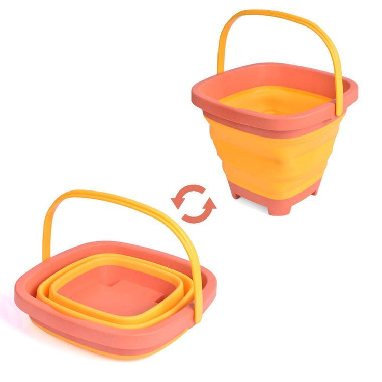 3 PCs Collapsible Sand Buckets with Handle Foldable Baskets
