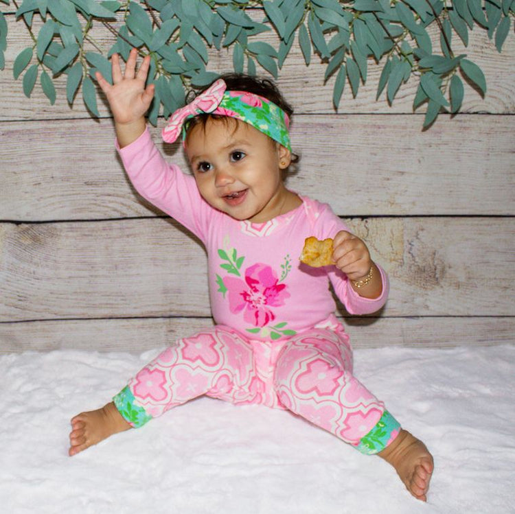 3 Piece Floral Arabesque Layette Baby Girl Gift Set